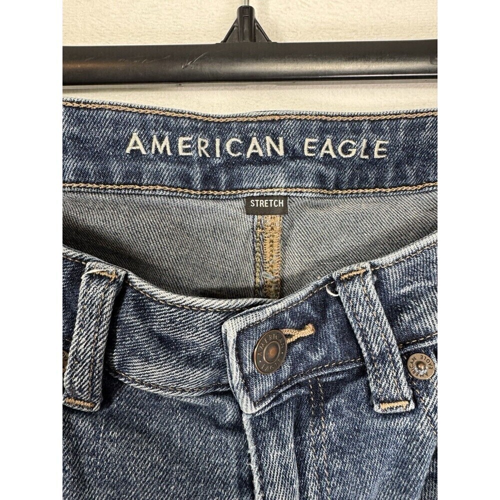 American Eagle Mom Shorts Womens 4 Blue Distressed Cuffed High Rise Stretch - Picture 4 of 10